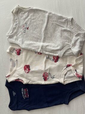 Carter's Tank Bodysuit Set with Fire Truck Prints - Red, White, Navy